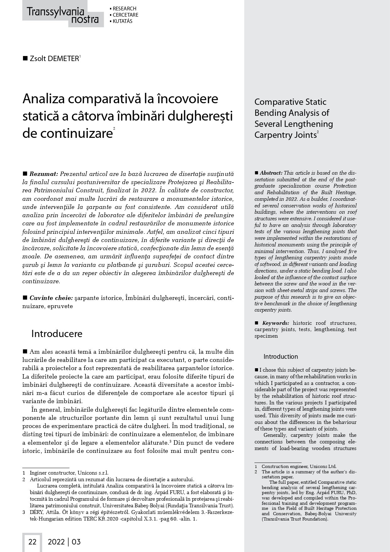 Revista Transsylvania Nostra, numerele 2 și 3, 2022 – Fundația Transsylvania Nostra