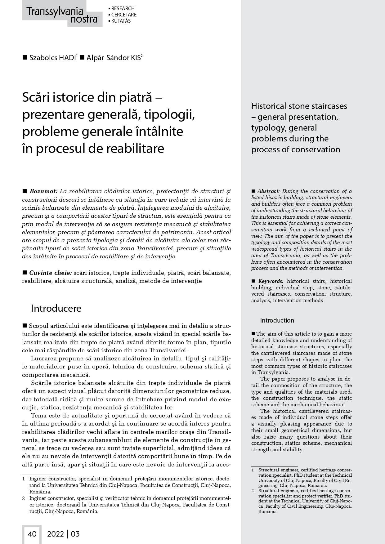 Revista Transsylvania Nostra, numerele 2 și 3, 2022 – Fundația Transsylvania Nostra
